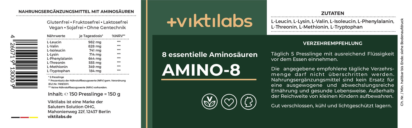 Amino 8 – alle essentiellen Aminosäuren in optimaler Kombination - 150 Presslinge